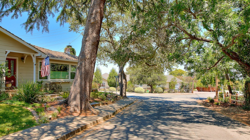 Home with large trees in the Alder Manor neighborhood of San Carlos